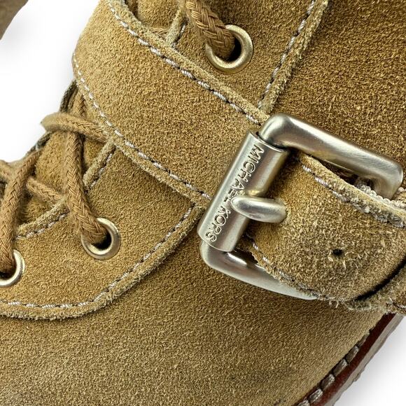 MICHAEL KORS tan suede sherpa heeled platform boots - Picture 6 of 14